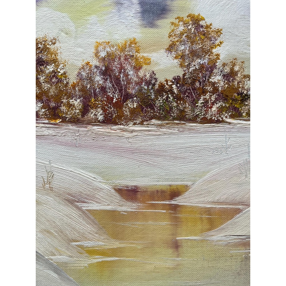 Original Acrilic Painting, unsigned Winter Landscape 16x12 on canvas board - Picture 4 of 6